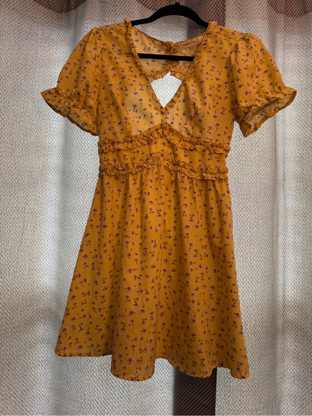 Yellow Floral Mini Dress w/ Open Back